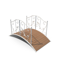 Iron Garden Bridge With Wooden Floor White PNG & PSD Images