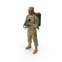 Soldier with M2 Flamethrower Backpack PNG & PSD Images