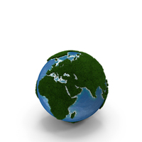 Stylized Earth Globe with Green Grass Fur PNG & PSD Images