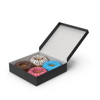 Colored Donuts In Box PNG & PSD Images