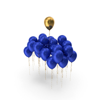 Metalic Golden Single In group Balloons Party Festival Blue PNG & PSD Images