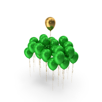 Single Golden Balloon In Metallic Green Group PNG & PSD Images