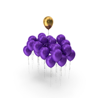 Single Golden Balloon In Metallic Purple Group PNG & PSD Images