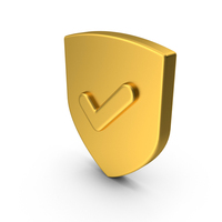 Gold Shield Check Mark Icon PNG & PSD Images