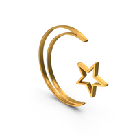 Gold Star And Crescent Moon Icon PNG & PSD Images