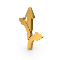 Gold Three Way Directions Icon PNG & PSD Images