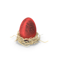 Easter Egg In Red Color Foil With Decoration PNG & PSD Images