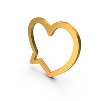 Heart Speech Bubble Icon Gold PNG & PSD Images