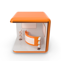 Orange Cube Display Exhibition Stand PNG & PSD Images