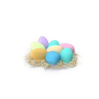 Coloured Easter Eggs In The Nest PNG & PSD Images