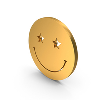 Gold Happy Smile With Star Eyes Icon PNG & PSD Images