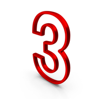 Red Metal Number Three Icon PNG & PSD Images