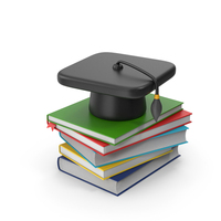 Cartoony Graduation Hat And Colored Books PNG & PSD Images