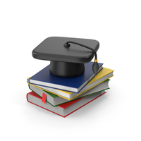 Cartoony Graduation Hat And Books PNG & PSD Images