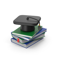Cartoony Graduation Hat And Books PNG & PSD Images