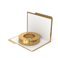 Gold File Folder And Pie Chart PNG & PSD Images