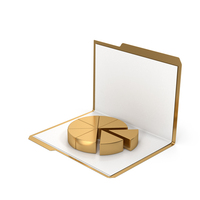 Gold File Folder And Pie Chart PNG & PSD Images