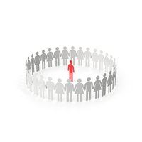 Circle Of Paper Figures In Front Of Red Figure PNG & PSD Images