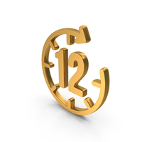 12 hour Time Icon Gold PNG & PSD Images
