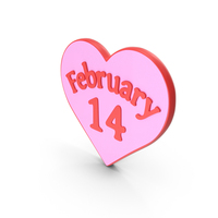 Heart Shape With February 14 Icon PNG & PSD Images