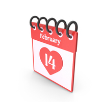 Valentine's Day February 14 Calendar Icon PNG & PSD Images
