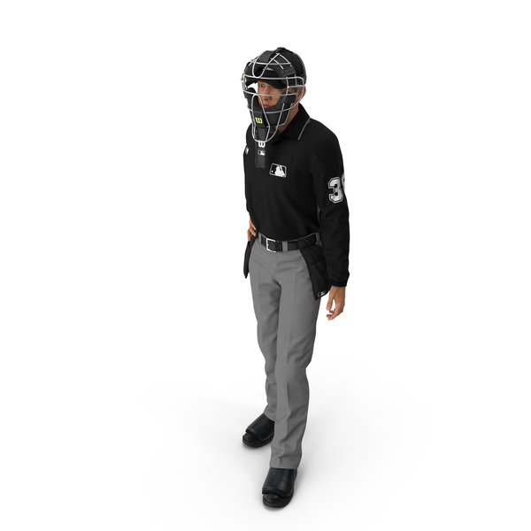 Baseball Umpire With Protective Mask And Cap Standing Pose Fur PNG & PSD Images