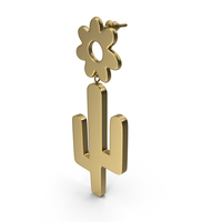 Gold Cactus Earring PNG & PSD Images