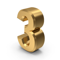 Gold Number 3 PNG & PSD Images