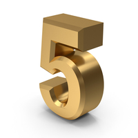 Gold Number 5 PNG & PSD Images