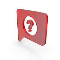 Red Glass Comment With Question Mark Icon PNG & PSD Images