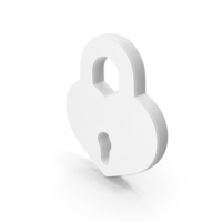 White Heart Lock Symbol PNG & PSD Images