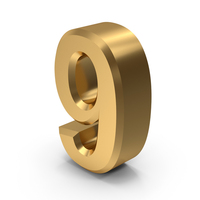 Gold Number 9 PNG & PSD Images