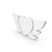 White Heart Wings Symbol PNG & PSD Images