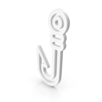 White Fish Hook Outline Icon PNG & PSD Images