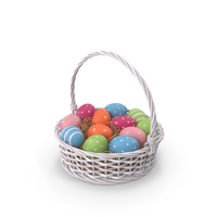 Easter Eggs White Basket PNG & PSD Images