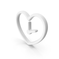 White Heart Clock Symbol PNG & PSD Images
