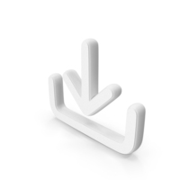 White Download Arrow Outline Symbol PNG & PSD Images