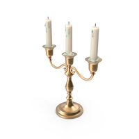 Brass Candlestick Holder With Burnt Candles PNG & PSD Images