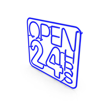 Open 24h Blue Neon Sign PNG & PSD Images