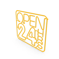 Open 24h Orange Neon Sign PNG & PSD Images
