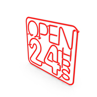 Open 24h Red Neon Sign PNG & PSD Images