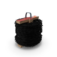 Barbed Wire Roll Black on Wooden Stand PNG & PSD Images