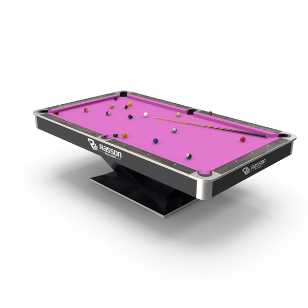 Pool Table Rasson Fuchsia with Balls and Cue PNG & PSD Images