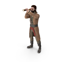 Pirate Man Looking At Horizon With Spyglass PNG & PSD Images