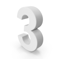 White Number 3 PNG & PSD Images