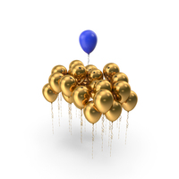 Golden Balloons Group With A Single Blue One PNG & PSD Images
