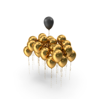 Golden Balloons Group With A Single Black One PNG & PSD Images