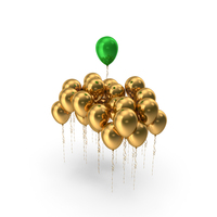 Golden Balloons Group With A Single Metallic Green One PNG & PSD Images