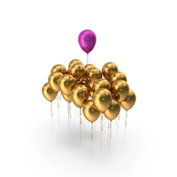 Golden Balloons Group With A Single Metallic Pink One PNG & PSD Images
