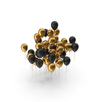 Metallic Gold & Black Balloons PNG & PSD Images